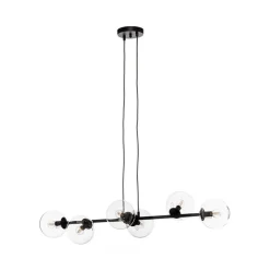 EMIBIG LIGHTING Pendellamper > Hængelampe Glassy, 6 lyskilder, sort, klar, glas, 110 cm