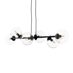 EMIBIG LIGHTING Pendellamper > Hængelampe Glassy, 6 lyskilder, sort, klar, glas, 110 cm