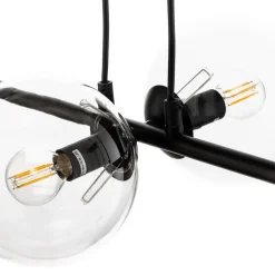 EMIBIG LIGHTING Pendellamper > Hængelampe Glassy, 6 lyskilder, sort, klar, glas, 110 cm