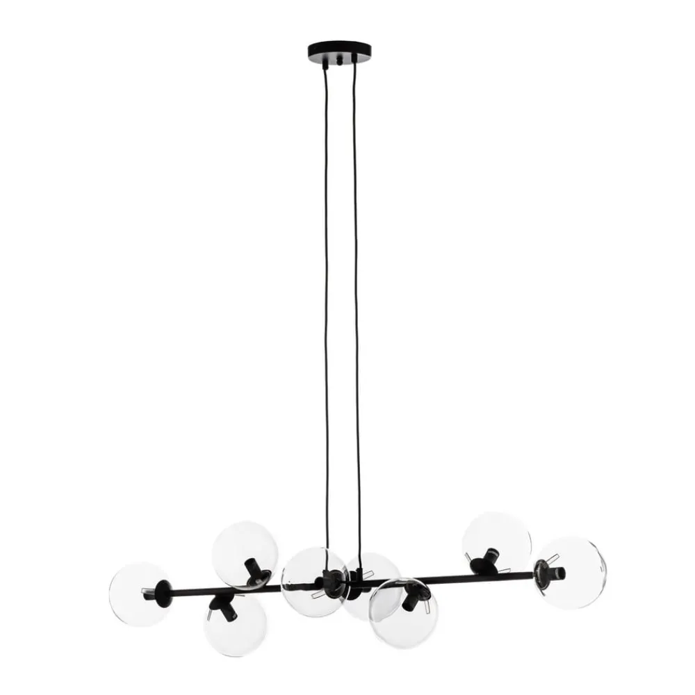 EMIBIG LIGHTING Pendellamper > Hængelampe Glassy, 8 lyskilder, sort, klar, glas, E14