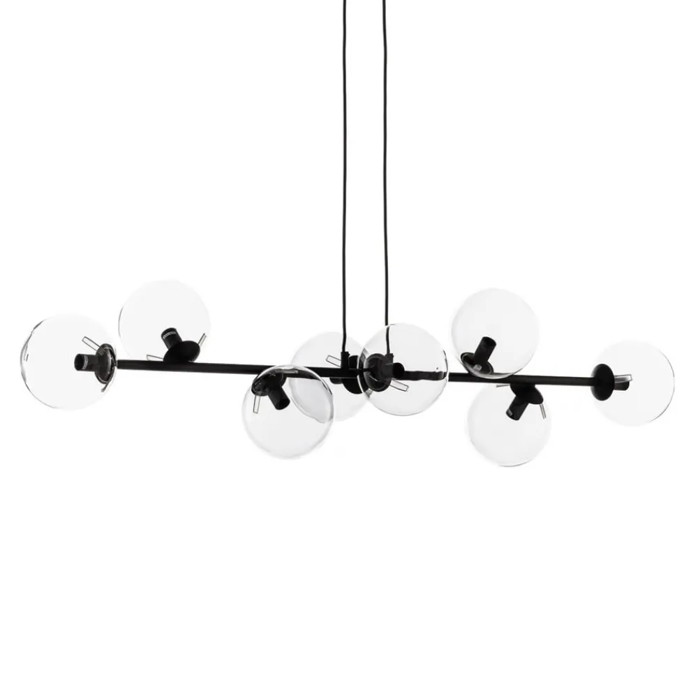 EMIBIG LIGHTING Pendellamper > Hængelampe Glassy, 8 lyskilder, sort, klar, glas, E14