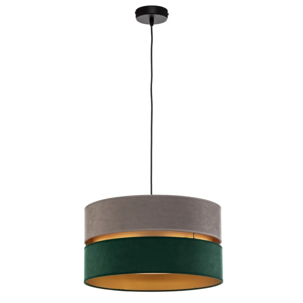Pendellamper ^ Duolla Hængelampe Golden Duo grå/mørkegrøn/guld