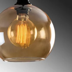 Pendellamper|Pendellamper ^ Opviq Hængelampe guld 021 3 lyskilder rondelglas Ø20cm