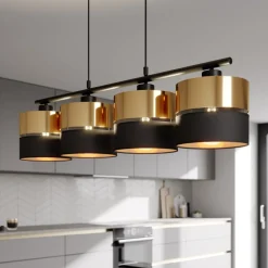 TK Lighting Pendellamper|Pendellamper > Hængelampe Hilton, sort/guld, 4 lyskilder