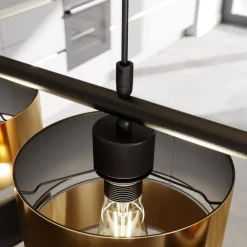 TK Lighting Pendellamper|Pendellamper > Hængelampe Hilton, sort/guld, 4 lyskilder