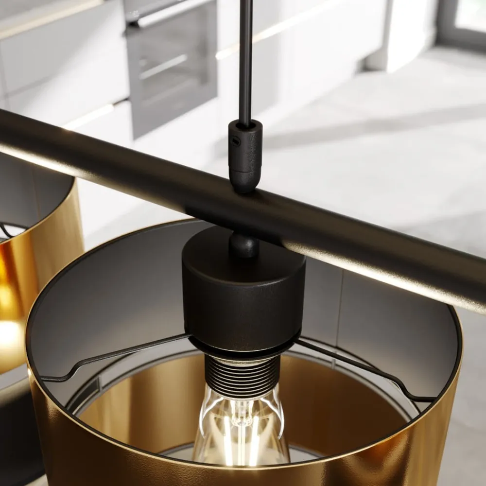 TK Lighting Pendellamper|Pendellamper > Hængelampe Hilton, sort/guld, 4 lyskilder