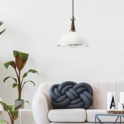 Lamkur Lighting Pendellamper > Hængelampe Ilsa, hvid/sølv, Ø 30 cm, højdejusterbar