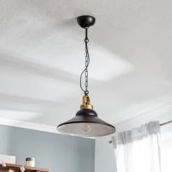 Luminex Pendellamper > Hængelampe Iron, sort/hvid/antikk messing
