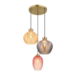Globo Pendellamper > Hængelampe Jessica, Ø 45 cm, farverig, 3 lyskilder, glas