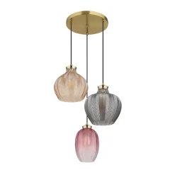 Globo Pendellamper > Hængelampe Jessica, Ø 45 cm, farverig, 3 lyskilder, glas