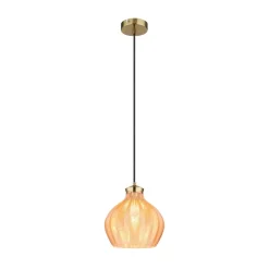 Pendellamper ^ Globo Hængelampe Jessica, Ø 22 cm, ravfarvet, glas
