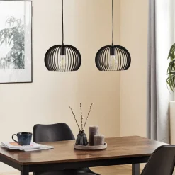 Pendellamper|Pendellamper ^ TEMAR LIGHTING Hængelampe Larus i sort stål, 2 lyskilder