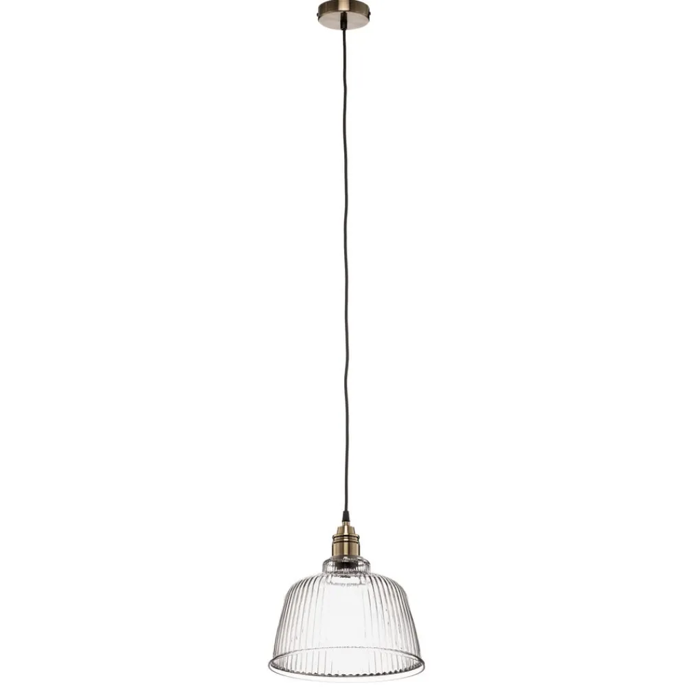 Euluna Pendellamper > Hængelampe Leana, glas klar, 1 lyskilde, gammel messing