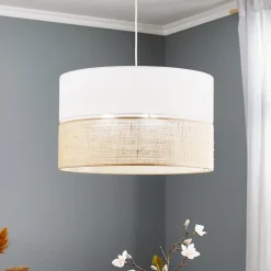 Gang ^ TK Lighting Hængelampe Linobianco med jute