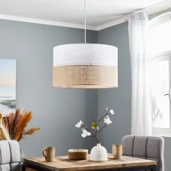 Gang ^ TK Lighting Hængelampe Linobianco med jute