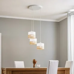 TK Lighting Pendellamper|Pendellamper > Hængelampe Linobianco, rund, 3 lyskilder