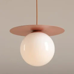ALDEX Pendellamper > Hængelampe Loop Coral L, korallrød, glaskugle opal, metal