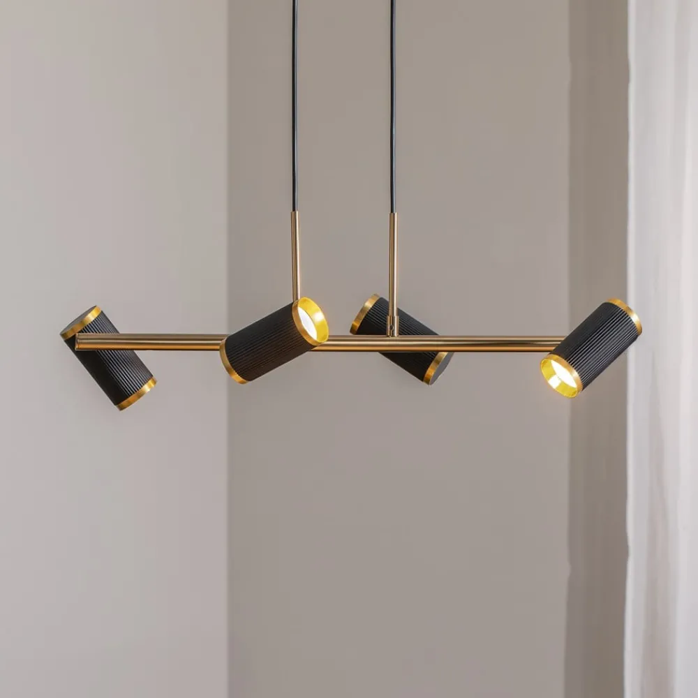 Lucea Pendellamper > Hængelampe Lume sort/guld antik længde 66 cm 4 lyskilder metal