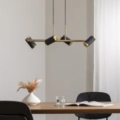 Lucea Pendellamper > Hængelampe Lume sort/guld antik længde 66 cm 4 lyskilder metal