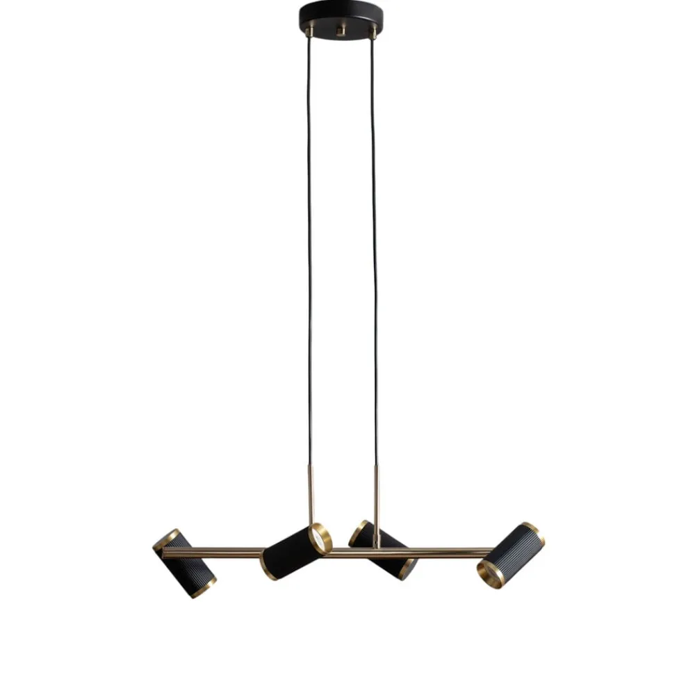 Lucea Pendellamper > Hængelampe Lume sort/guld antik længde 66 cm 4 lyskilder metal