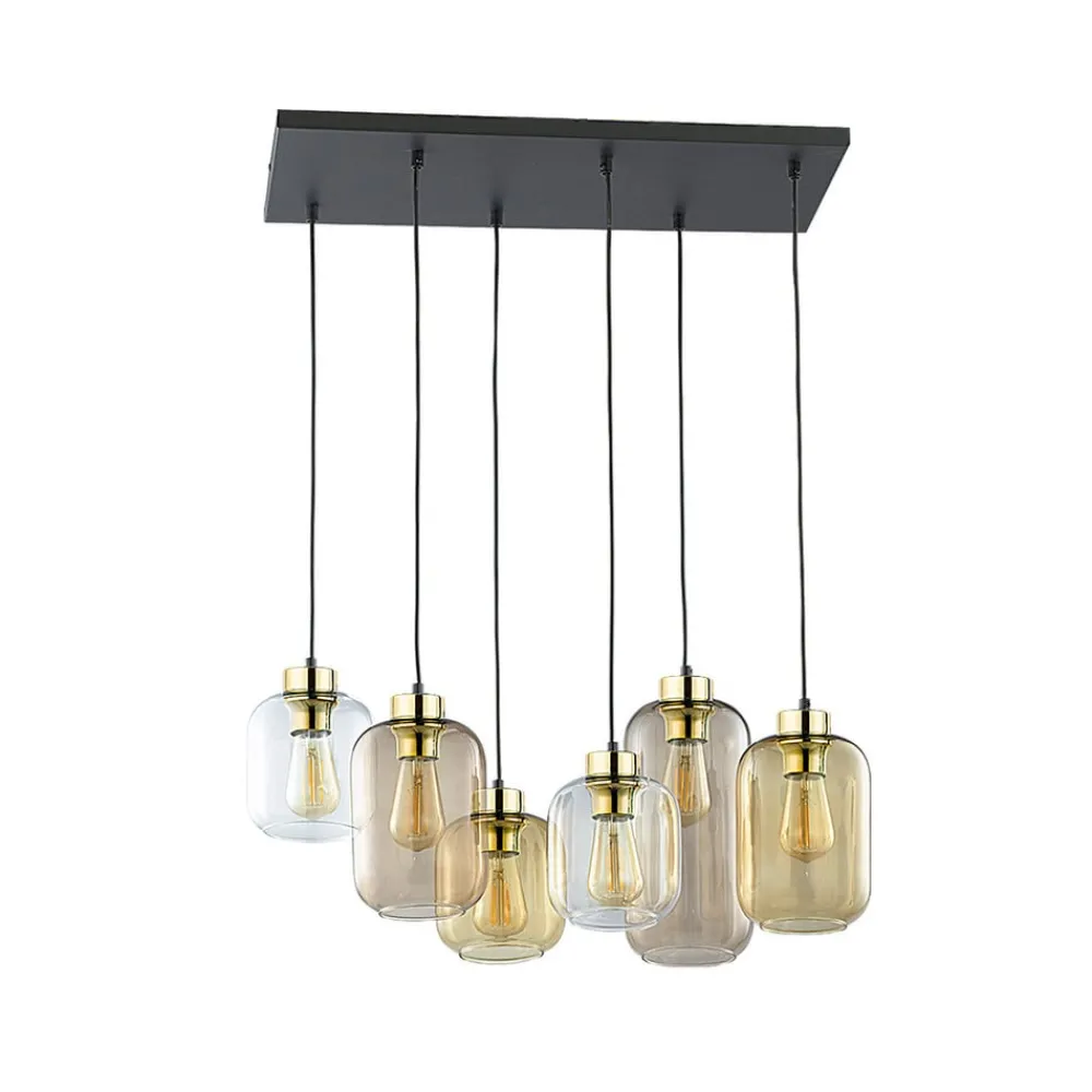 TK Lighting Pendellamper|Pendellamper > Hængelampe Marco Brown, 6 lyskilder, klar/brun