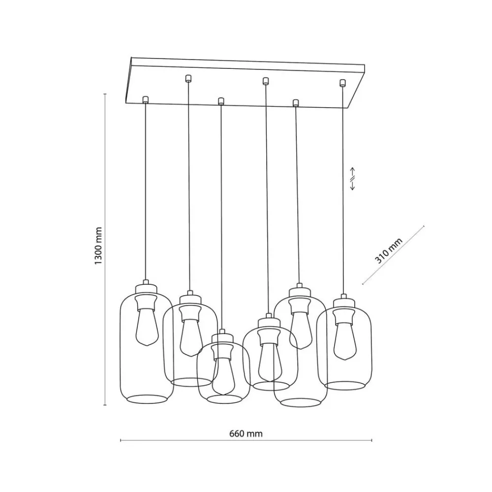 TK Lighting Pendellamper|Pendellamper > Hængelampe Marco Brown, 6 lyskilder, klar/brun
