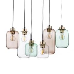 Pendellamper|Pendellamper ^ TK Lighting Hængelampe Marco Green, 6 lyskilder klar/grøn/brun