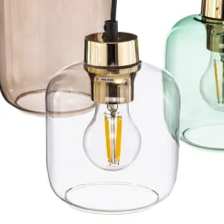 Pendellamper|Pendellamper ^ TK Lighting Hængelampe Marco Green, 6 lyskilder klar/grøn/brun