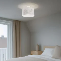 Duolla Loftlamper > Hængelampe Mila, Ø 35 cm, stof, enhjørninger, E27