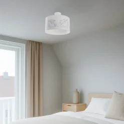 Duolla Loftlamper > Hængelampe Mila, Ø 35 cm, stof, enhjørninger, E27