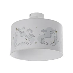 Duolla Loftlamper > Hængelampe Mila, Ø 35 cm, stof, enhjørninger, E27