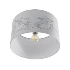 Duolla Loftlamper > Hængelampe Mila, Ø 35 cm, stof, enhjørninger, E27