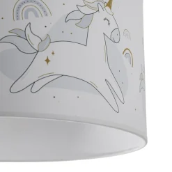 Duolla Loftlamper > Hængelampe Mila, Ø 35 cm, stof, enhjørninger, E27