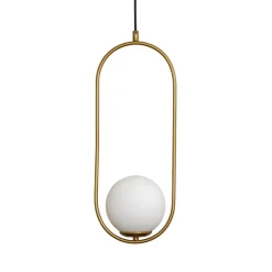 Gang|Pendellamper ^ Opviq Hængelampe Mudoni, guld/hvid, glas, metal, E27