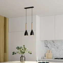 Luminex Pendellamper|Pendellamper > Hængelampe Muza, 2 lyskilder, sort/lys træ