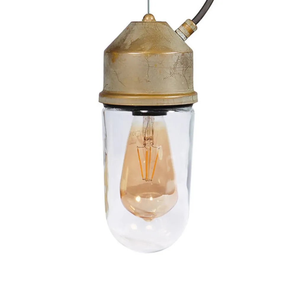 Moretti Luce Udendørs Pendellamper > Hængelampe 1951N, antik messing, lige glas, klar
