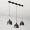 Luminex Pendellamper|Pendellamper > Hængelampe Noak 3-flammet lang sort/naturtræ