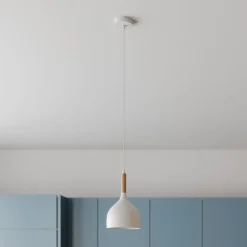 Luminex Pendellamper|Pendellamper > Hængelampe Noak, hvid/naturtræ, Ø 17 cm