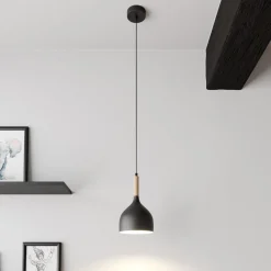 Luminex Pendellamper|Pendellamper > Hængelampe Noak, sort/naturtræ, Ø 17 cm