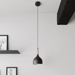 Luminex Pendellamper|Pendellamper > Hængelampe Noak, sort/naturtræ, Ø 17 cm