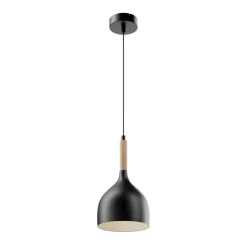 Luminex Pendellamper|Pendellamper > Hængelampe Noak, sort/naturtræ, Ø 17 cm