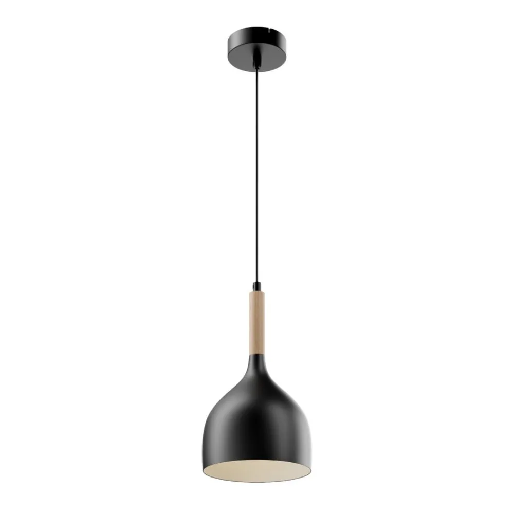Luminex Pendellamper|Pendellamper > Hængelampe Noak, sort/naturtræ, Ø 17 cm