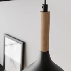Luminex Pendellamper|Pendellamper > Hængelampe Noak, sort/naturtræ, Ø 17 cm
