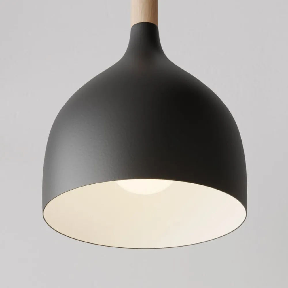 Luminex Pendellamper|Pendellamper > Hængelampe Noak, sort/naturtræ, Ø 17 cm