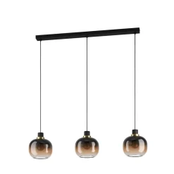 EGLO Pendellamper|Pendellamper > Hængelampe Oilella, sortbrun, længde 95 cm, glas, 3 lyskilder.