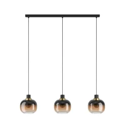 EGLO Pendellamper|Pendellamper > Hængelampe Oilella, sortbrun, længde 95 cm, glas, 3 lyskilder.