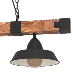 EGLO Pendellamper|Pendellamper > Hængelampe Oldbury, sort/mørkt træ, længde 86 cm, 2 lyskilder.