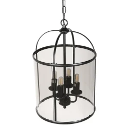 Steinhauer Pendellamper > Hængelampe Pimpernel, Ø 32 cm, sort, glas røggrå