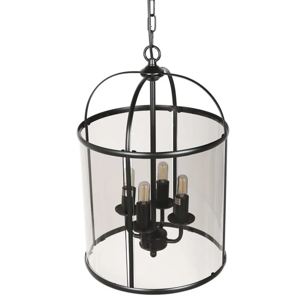 Steinhauer Pendellamper > Hængelampe Pimpernel, Ø 32 cm, sort, glas røggrå