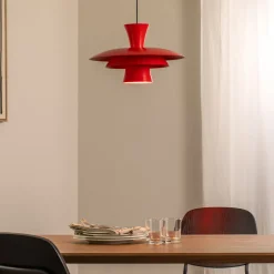 Luminex Gang|Pendellamper > Hængelampe Plato, rød, metal, Ø 38 cm, E27